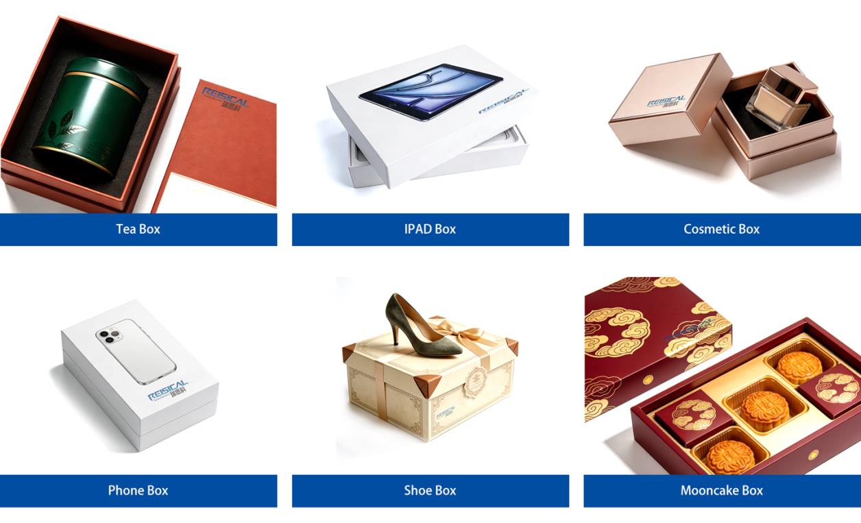 Tea, tablet, cosmetic, phone, shoe and mooncake box samples from the RSK-300SC document